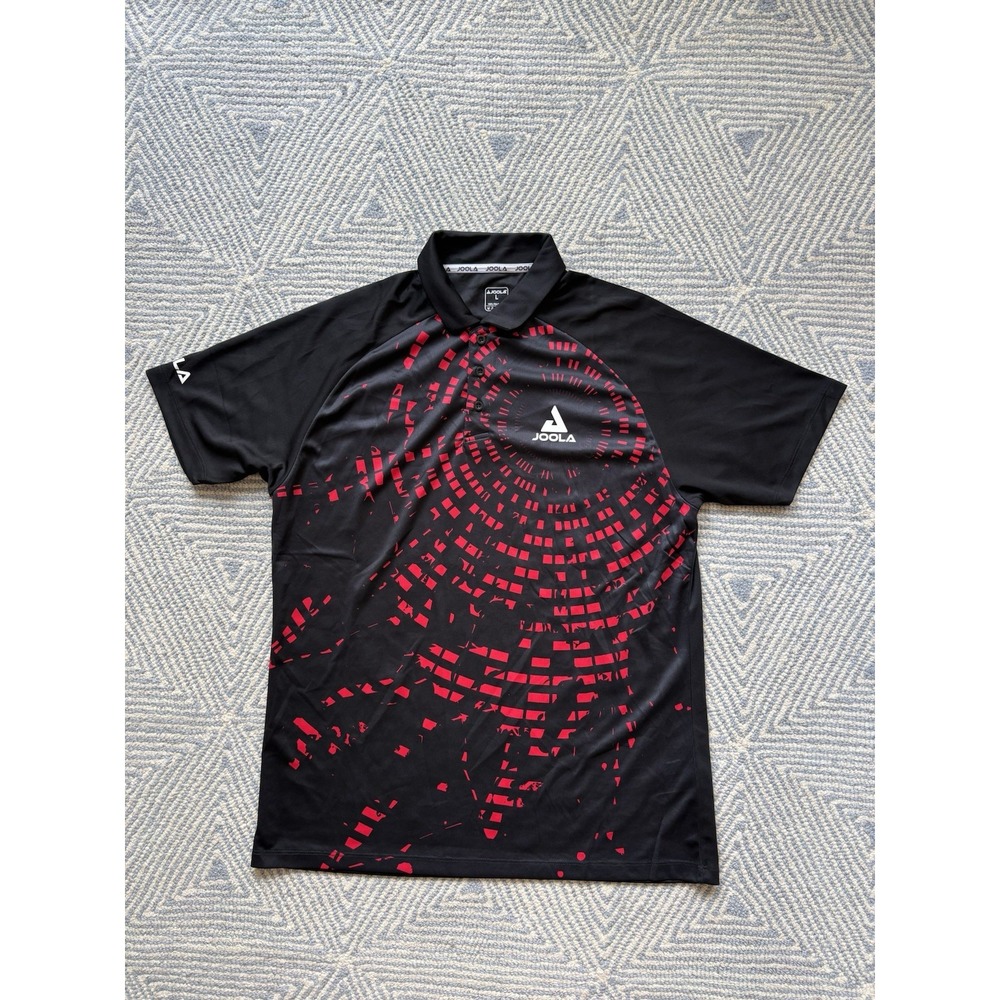 Joola 100% Polyester Polo Shirt - Black w/ Red Design - Large‎